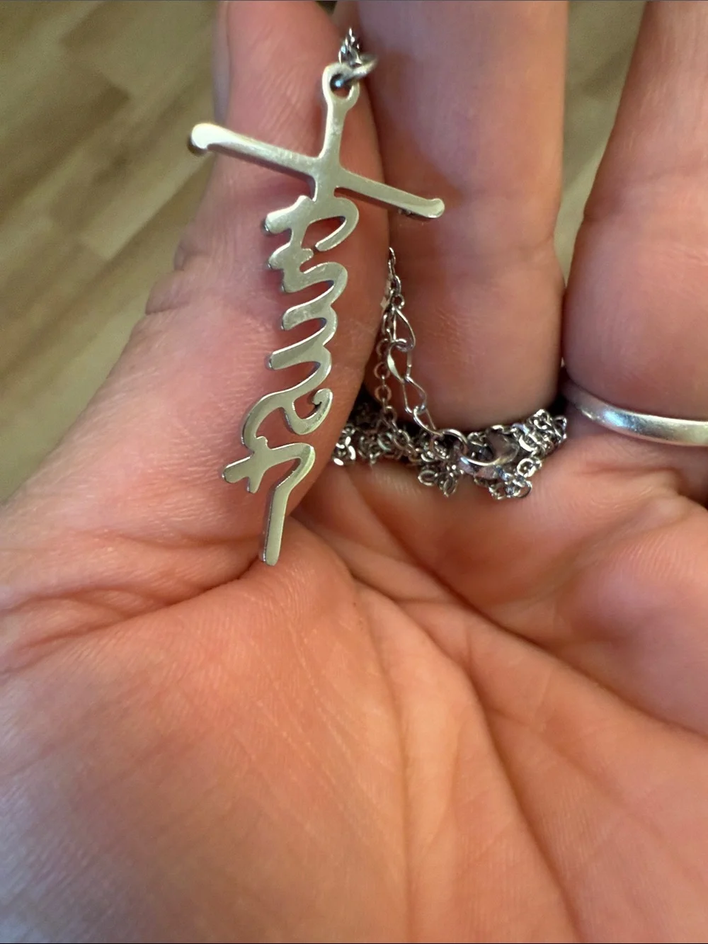 Silver Cross Wall Hanging Necklace Decor - Unbranded